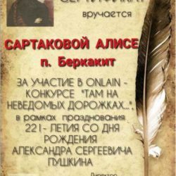 Сертификат Сартаковой А.